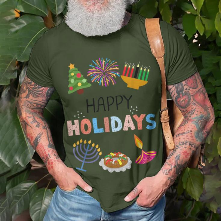 Happy Holidays Diwali Kwanzaa Hanukkah Christmas T-Shirt Gifts for Old Men