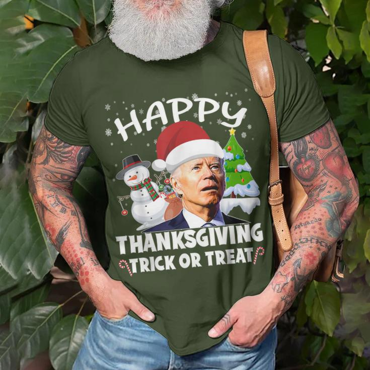 Happy Thanksgiving Trick Or Treat Joe Biden Santa Christmas T-Shirt Gifts for Old Men