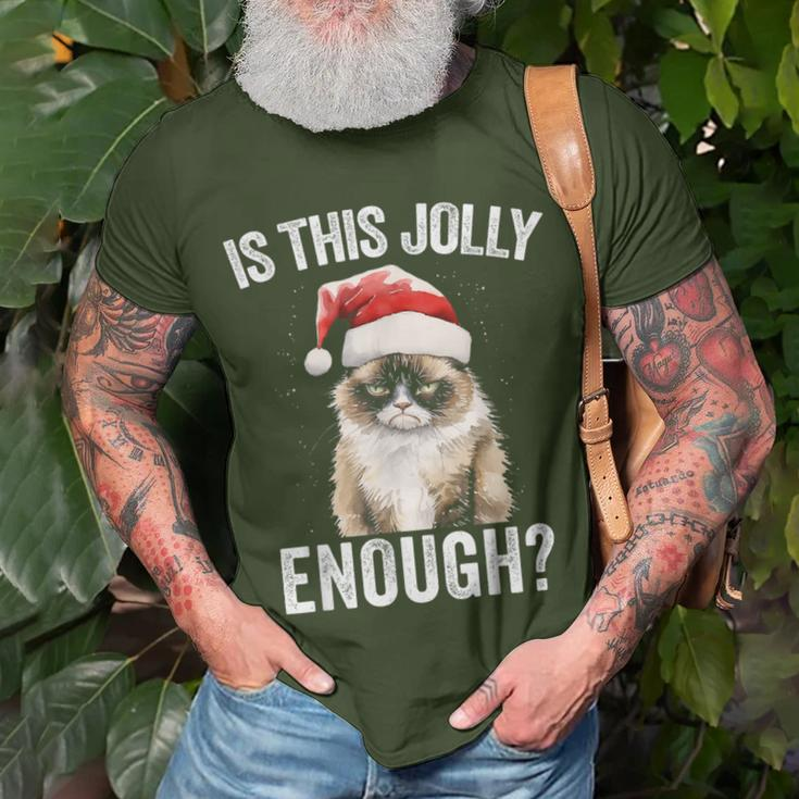 Is This Jolly Enough Christmas Cat Santa Hat Grumpy T-Shirt Gifts for Old Men