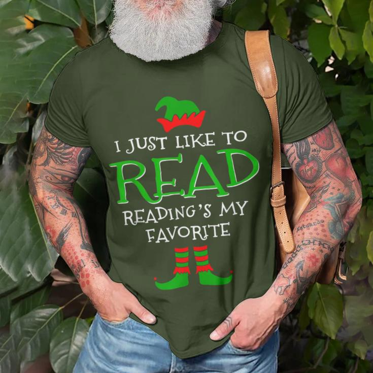 I Just Like To Read Reading's My Favorite Merry Christmas T-Shirt Gifts for Old Men