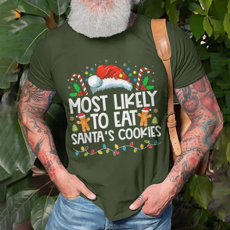 Most Likely To Eat Santa's Cookies Christmas Matching Family T-Shirt Gifts for Old Men