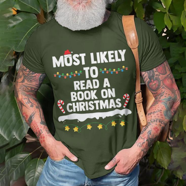 Most Likely To Read A Book On Christmas Matching Family T-Shirt Gifts for Old Men