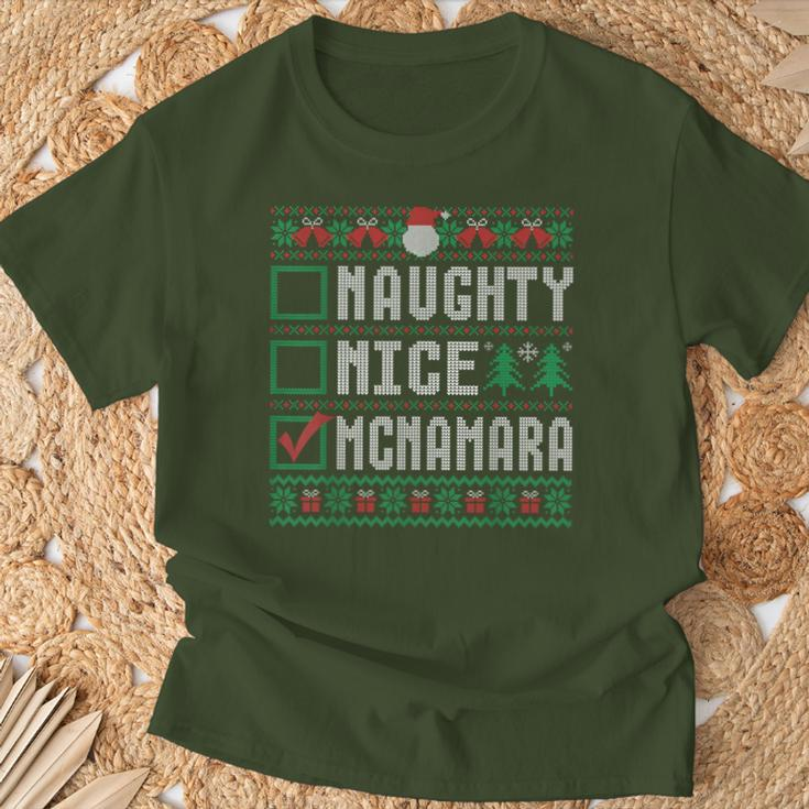 Mcnamara Family Name Naughty Nice Mcnamara Christmas List T-Shirt Gifts for Old Men