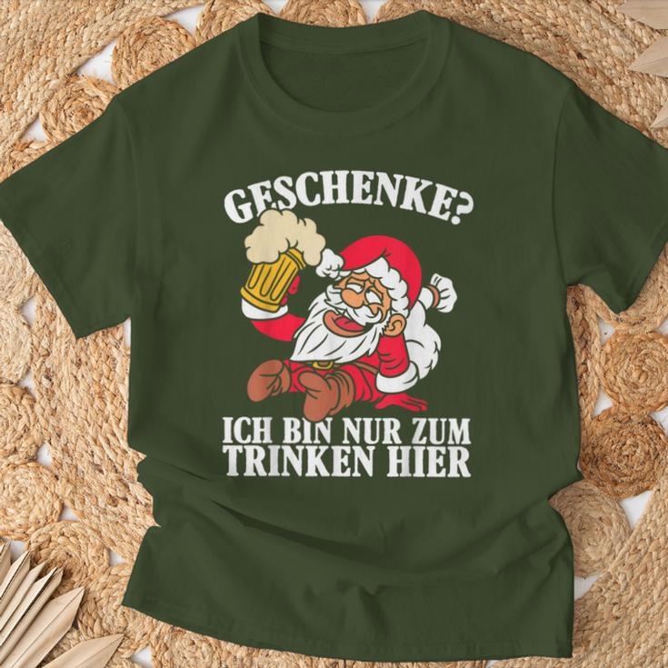 Men's Ich Bin Nur Zum Trinken Hier Christmas Black T-Shirt Geschenke für alte Männer