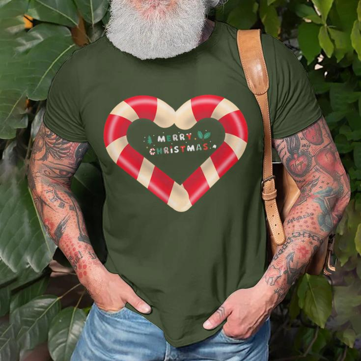 Merry Christmas Candy Cane Hearts T-Shirt Gifts for Old Men