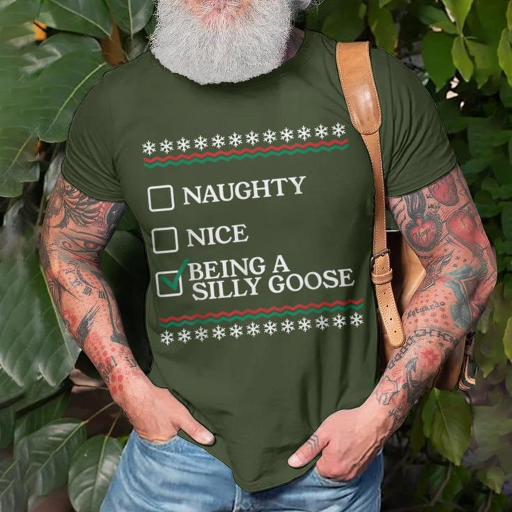 Naughty Nice Being A Silly Goose Christmas Xmas T-Shirt Gifts for Old Men