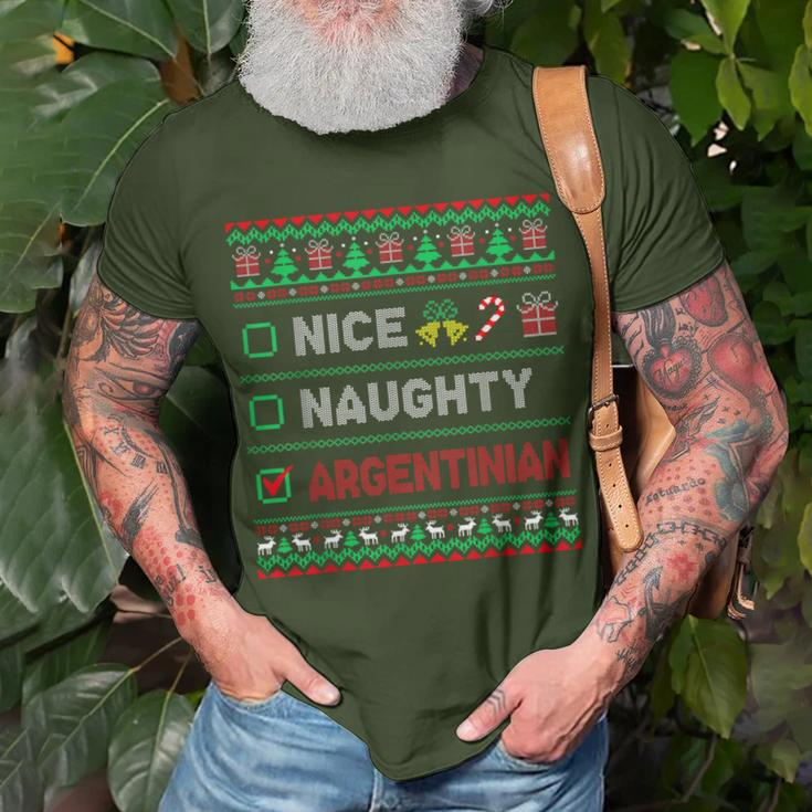 Nice Naughty Argentinian Christmas Checklist Argentina T-Shirt Gifts for Old Men