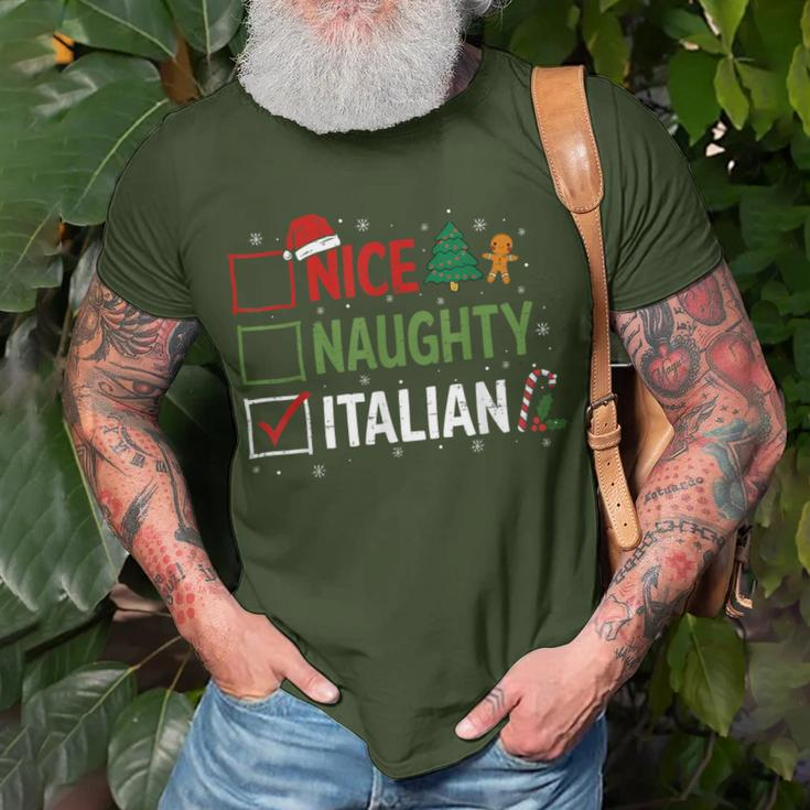 Nice Naughty Italian Christmas Xmas Santa Hat T-Shirt Gifts for Old Men
