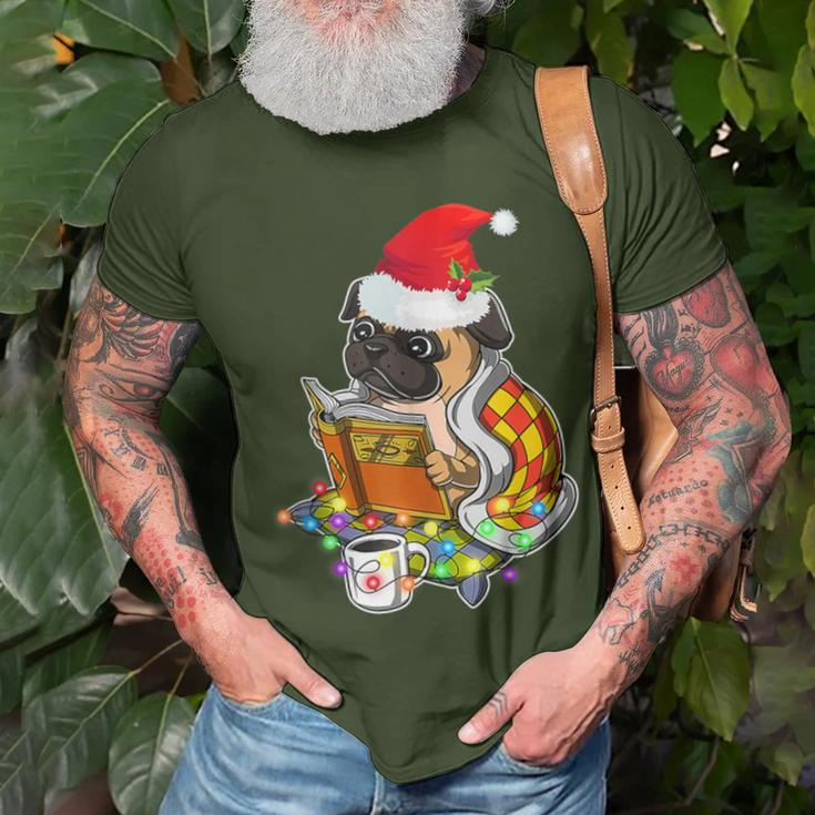 Pug Reading Book Dog Bookworm All Booked For Christmas T-Shirt Gifts for Old Men