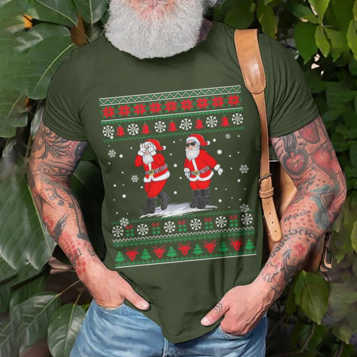 Ugly Sweater Christmas Santa Claus Griddy Dance Christmas T-Shirt Gifts for Old Men