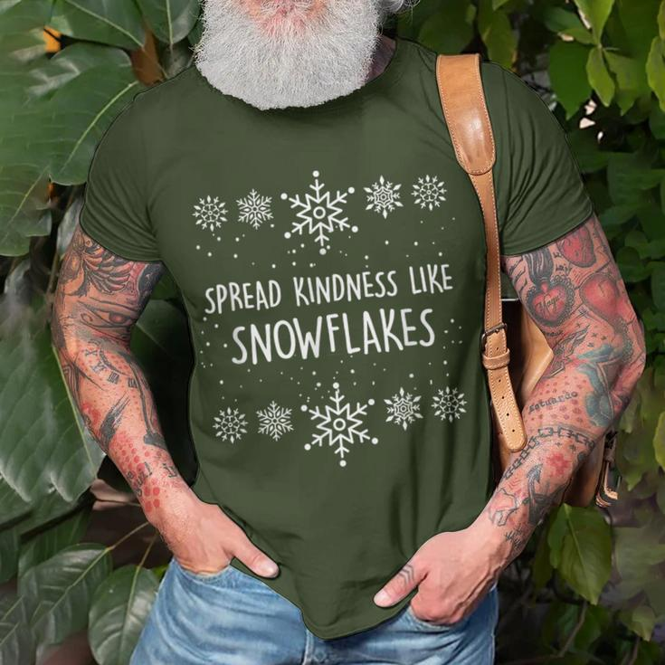 Xmas Themed Spread Kindness Like Snowflakes Merry Christmas T-Shirt Gifts for Old Men
