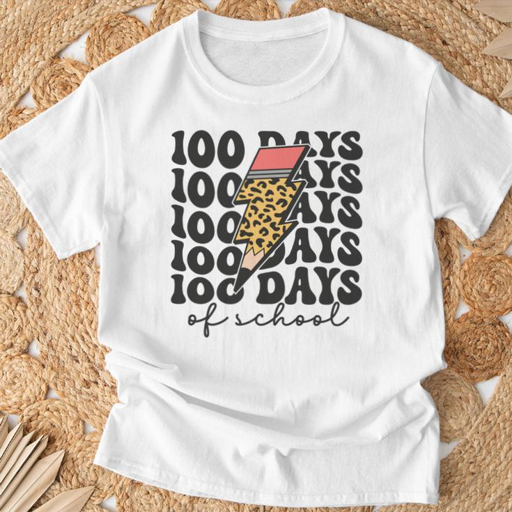 100 Tage Schule Lightning Bolt Pencil 100 Tag Für Lehrer T-Shirt Geschenke für alte Männer