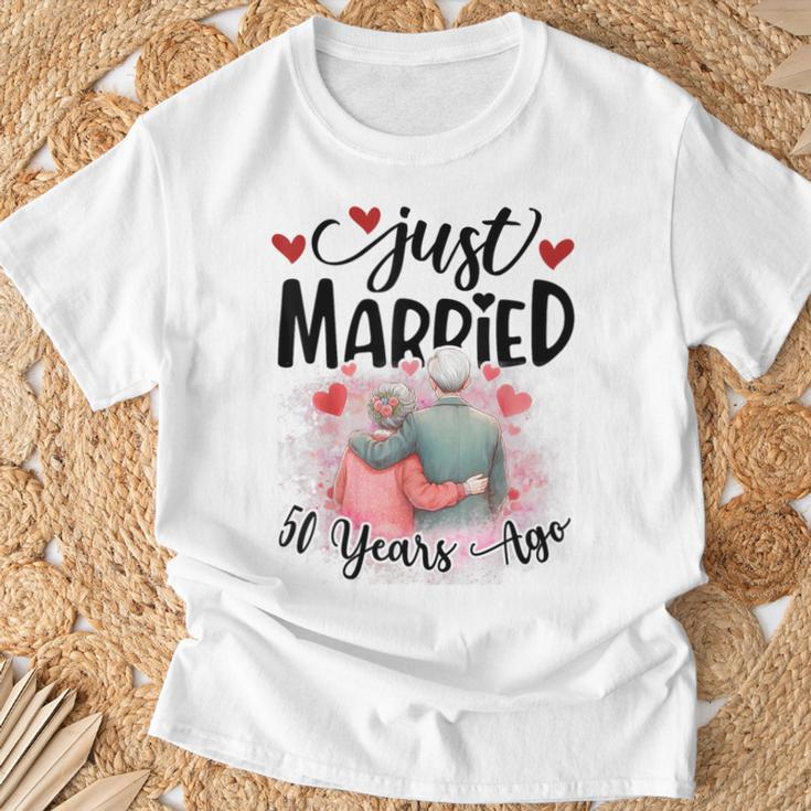 50Th Wedding Anniversary Just Married 50 Years Ago Couple T-Shirt Gifts for Old Men