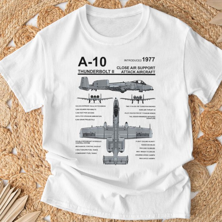 A-10 Thunderbolt Ii Warthog Military Jet Spec Diagram T-Shirt Gifts for Old Men