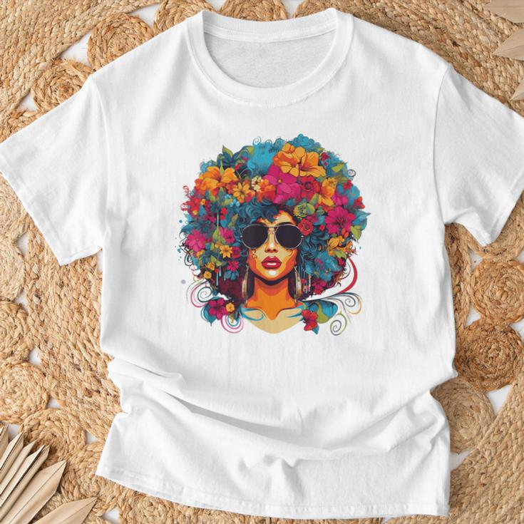 Afro Hair Natural Black History Pride Black Melanin T-Shirt Gifts for Old Men