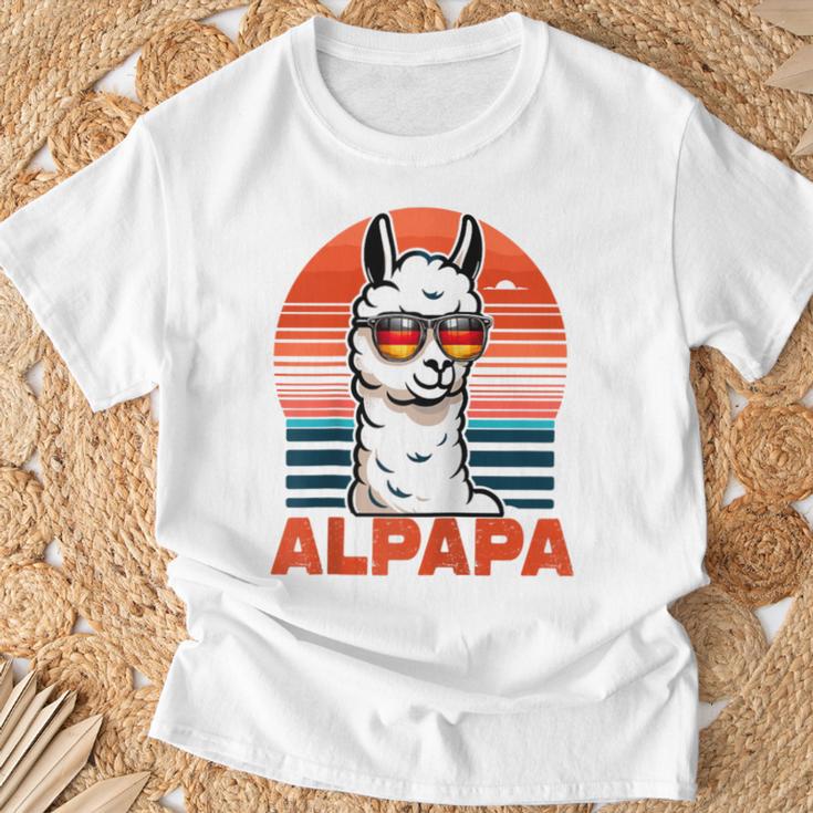 Alpapaatertag Bester Papa Alpaka Retro Alpapa Raglan T-Shirt Geschenke für alte Männer