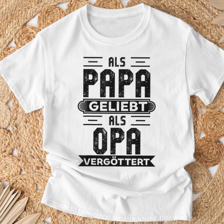 Als Papa Geliebt Als Opaergöttert Großvater Sprüche T-Shirt Geschenke für alte Männer