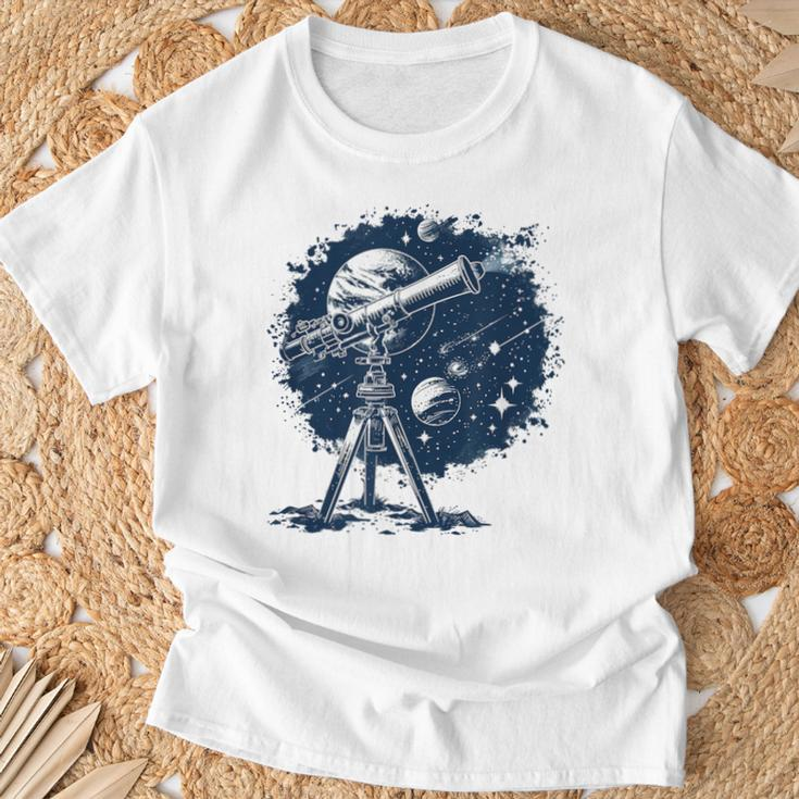 Astronomie Und Farbenfrohes Teleskop T-Shirt Geschenke für alte Männer