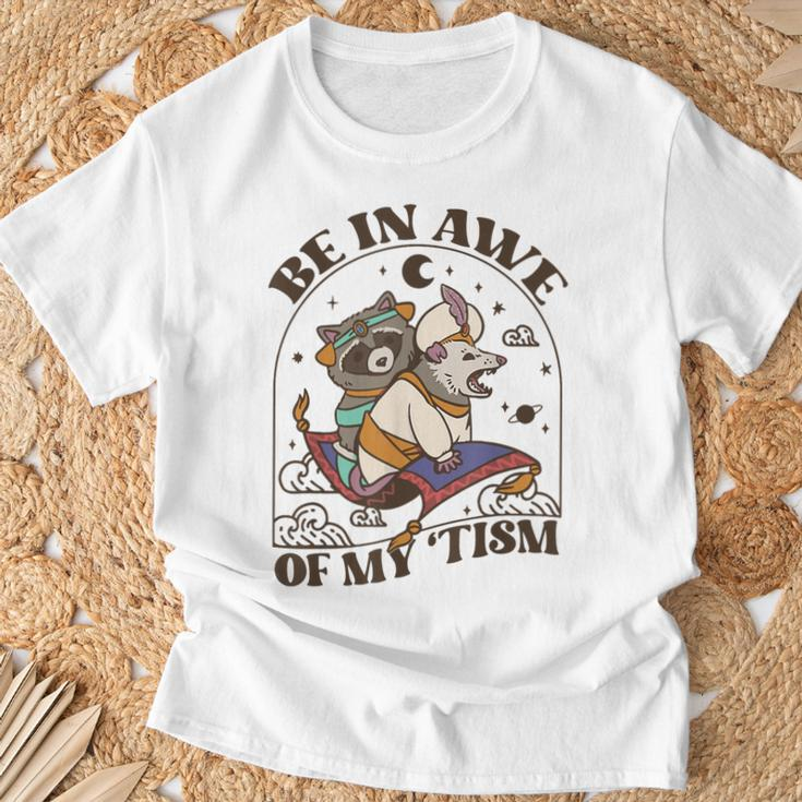 Autism Be In Awe Of My Tism Raccoon Possum T-Shirt Gifts for Old Men
