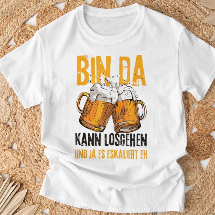 Bin Da Kann Losgehen Und Ja Es Eskaliert Eh Gray T-Shirt Geschenke für alte Männer