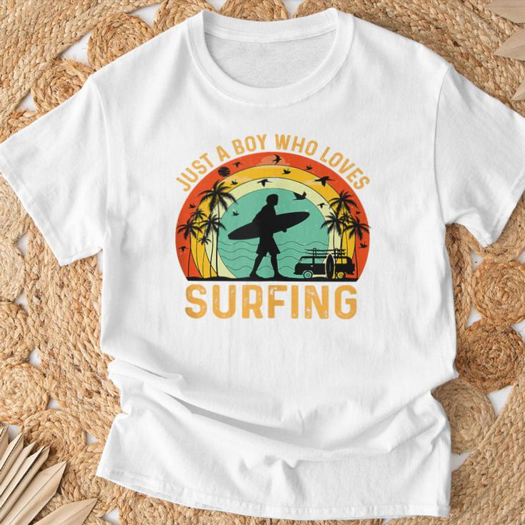 Boy That Love Surfing Vintage Loving Surfer Boy T-Shirt Gifts for Old Men