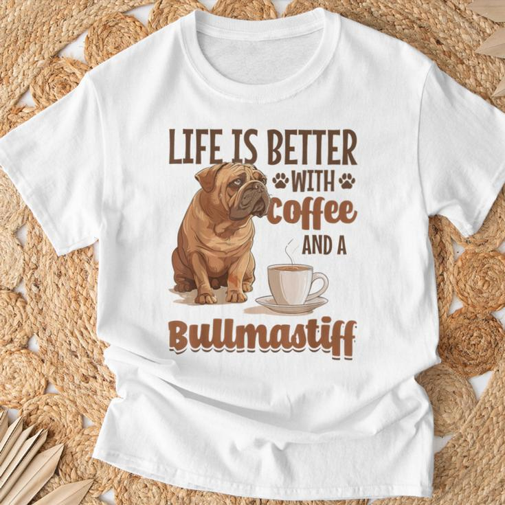 Bullmastiff-Hunderasse Das Leben Ist Besser Mit Kaffee Und Einem T-Shirt Geschenke für alte Männer