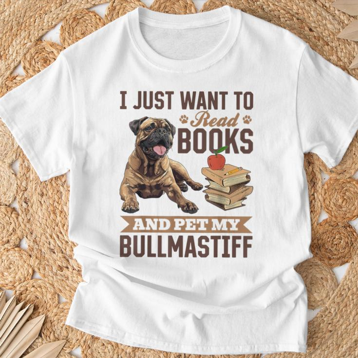 Bullmastiff Hunderasse Ich Möchte Nur Bücher Lesen Und Meine Streicheln T-Shirt Geschenke für alte Männer