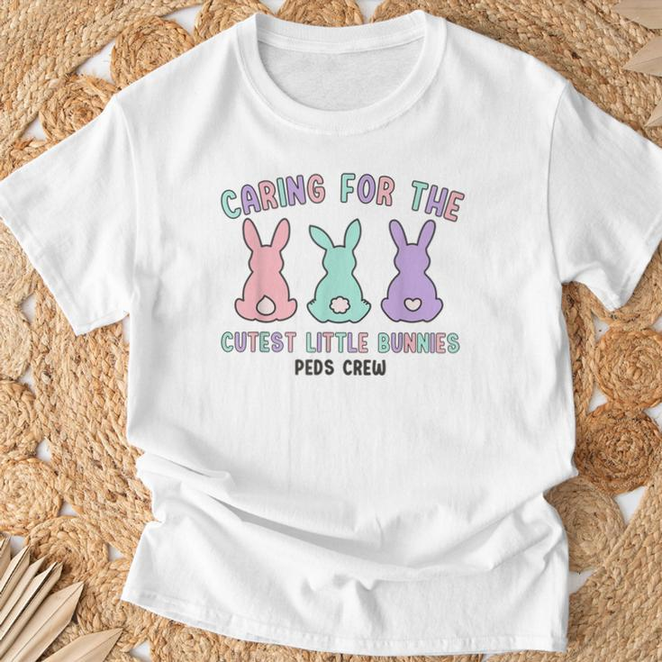 Caring For The Cutest Little Bunnies Peds Crew Easter Nurse T-Shirt Gifts for Old Men