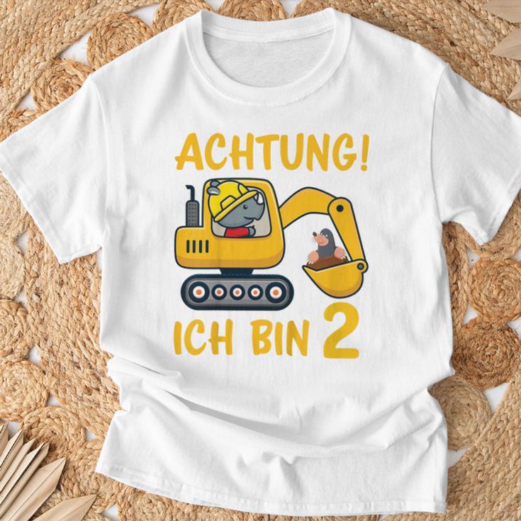 Children's Achtung Ich Bin 2 Jahre Alt 2Nd Birthday Digger Rhino T-Shirt Geschenke für alte Männer