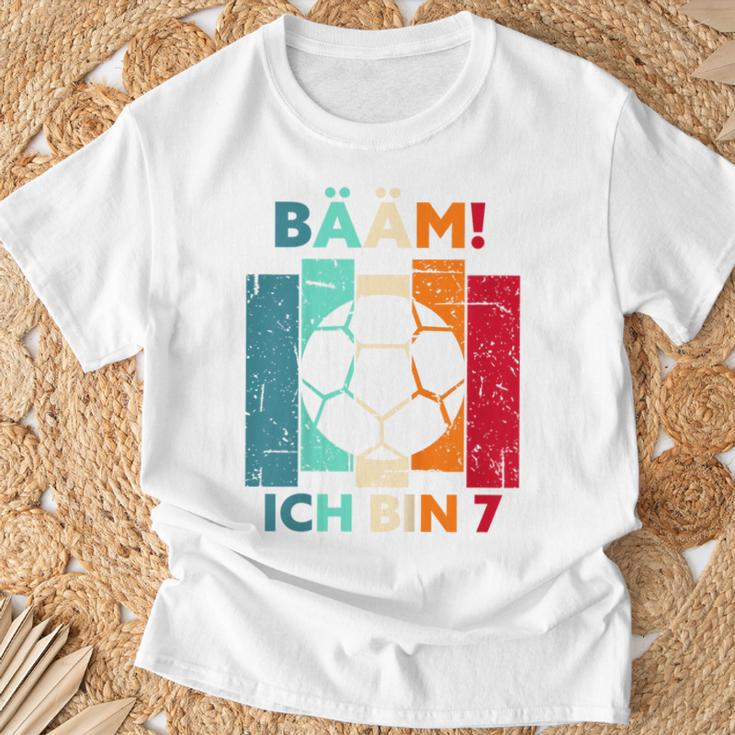 Children's Bäm Ich Bin 7 Sieben Jahre Boy 7Th Birthday Football T-Shirt Geschenke für alte Männer