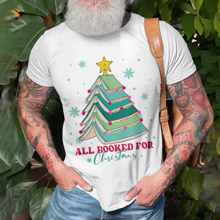 Christmas Book Tree Retro All Booked For Christmas Book Tree T-Shirt Gifts for Old Men