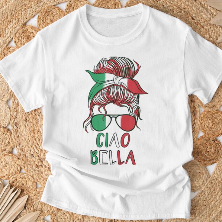 Ciao Bella Italian Flag With Sunglasses T-Shirt Geschenke für alte Männer