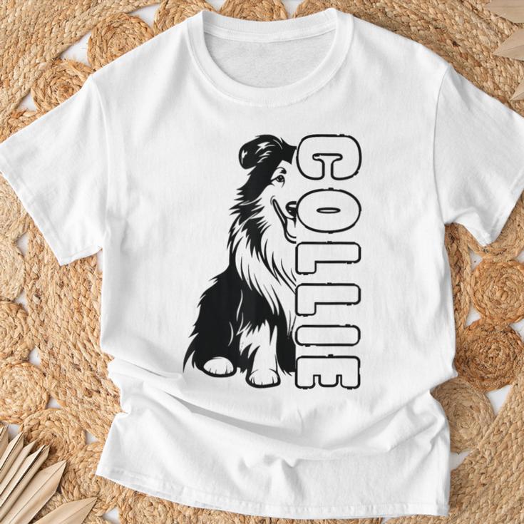 Collie Langhaarcollie Hund Herrchen Frauchen Hunde T-Shirt Geschenke für alte Männer