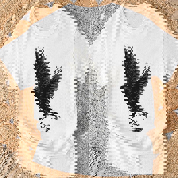 Cuervo Pájaro Cuervo Tatuaje Camiseta unisex Regalos para ancianos