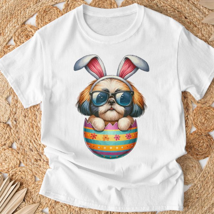 Cute Shih Tzu Egg Easter Day Dog Dad Dog Mom T-Shirt Gifts for Old Men