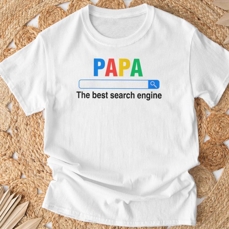 Damen Papa Die Beste Suchmaschine Lustigeratertag Mit-Ausschnitt T-Shirt Geschenke für alte Männer