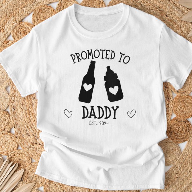 Damen Zum Papa Befördert 2024 Enthüllungon Neuemater Sohnater Wird Baby Mit-Ausschnitt T-Shirt Geschenke für alte Männer