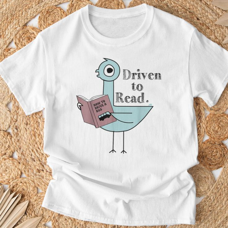 Driven To Read Pigeon Library Reading Books T-Shirt Gifts for Old Men