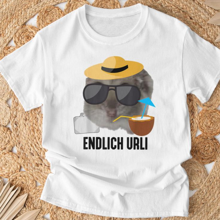 Endlich Urli X Sad Hamster Meme Party Ferien Urlaub Sommer T-Shirt Geschenke für alte Männer