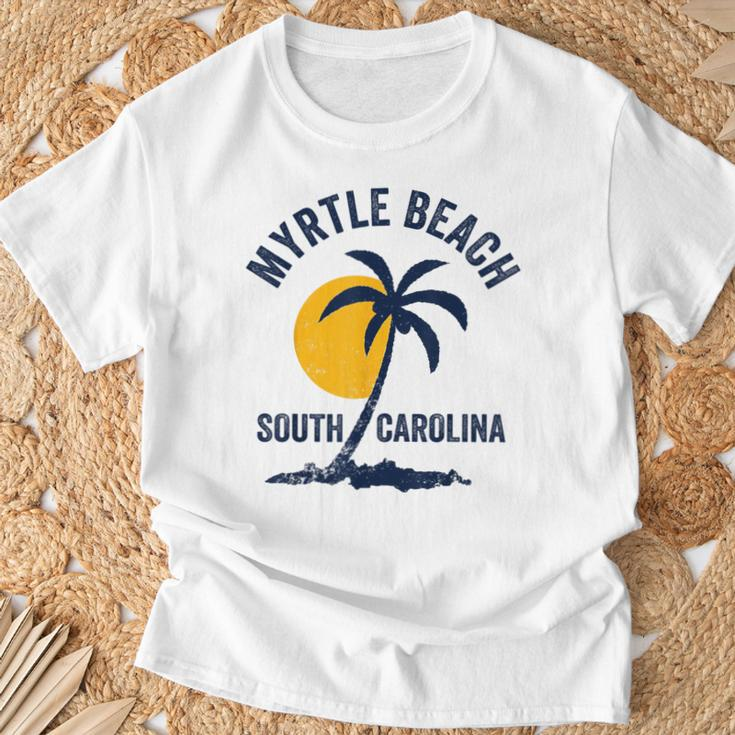 Family Vacation Retro Sunset South Carolina Myrtle Beach T-Shirt Gifts for Old Men