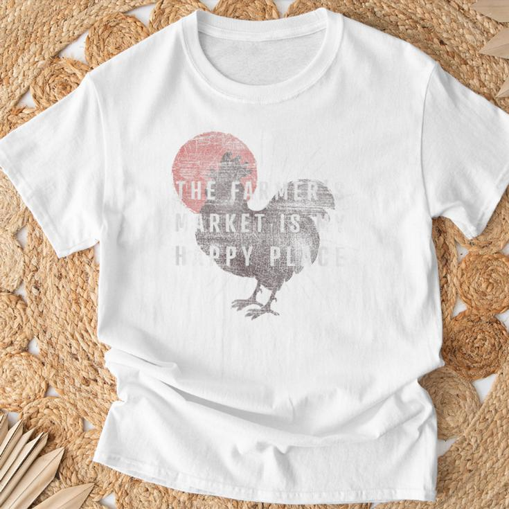 Farmer's Market Is My Happy Place Sun Rooster T-Shirt Gifts for Old Men
