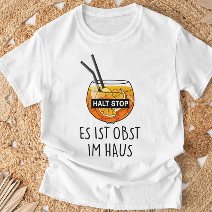 Fun Halt Stop Es Ist Obst Im Haus, Aperolian Spray Club T-Shirt in Weiß Geschenke für alte Männer
