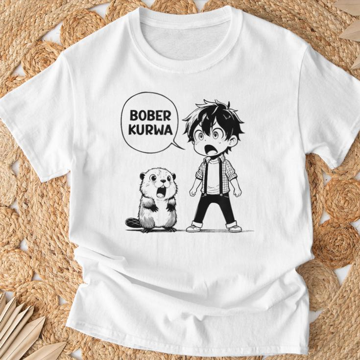 Bóbr Bober Kurwa Internet Meme Anime Manga Beaver T-Shirt Geschenke für alte Männer
