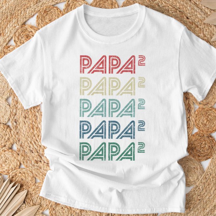 Für Papa Zur Geburt Zweites Kind Papa Hoch 2 T-Shirt Geschenke für alte Männer