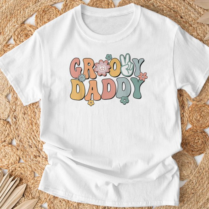 Groovy Daddy Retro Dad Matching Family 1St Birthday Party T-Shirt Gifts for Old Men