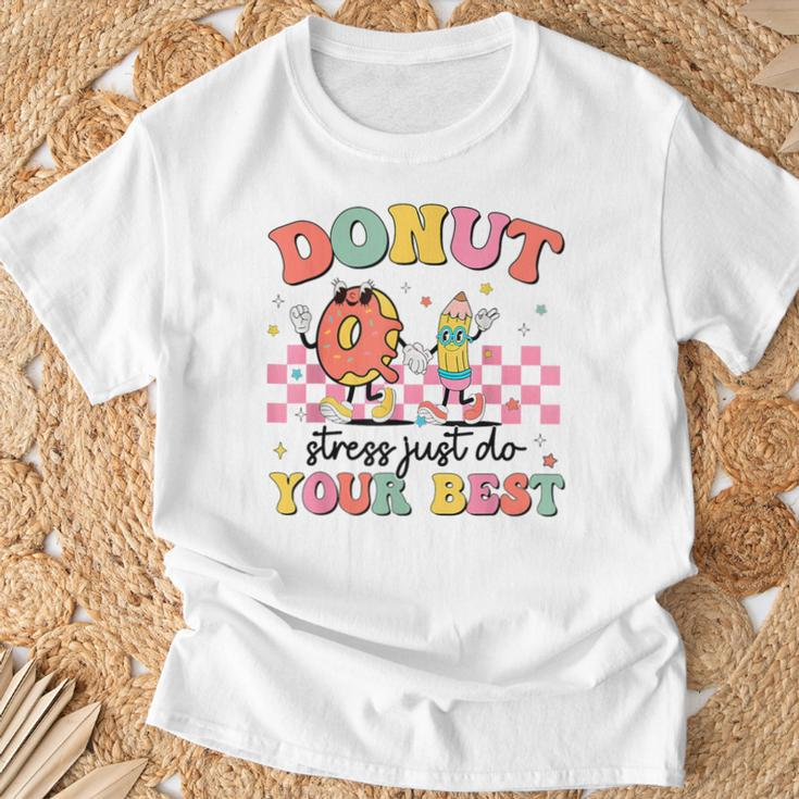 Groovy Donut Stress Just Do Your Best Testing Day Teachers T-Shirt Gifts for Old Men