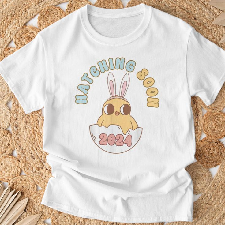 Groovy Hatching Soon Pregnancy Easter Pregnancy Announcement T-Shirt Gifts for Old Men