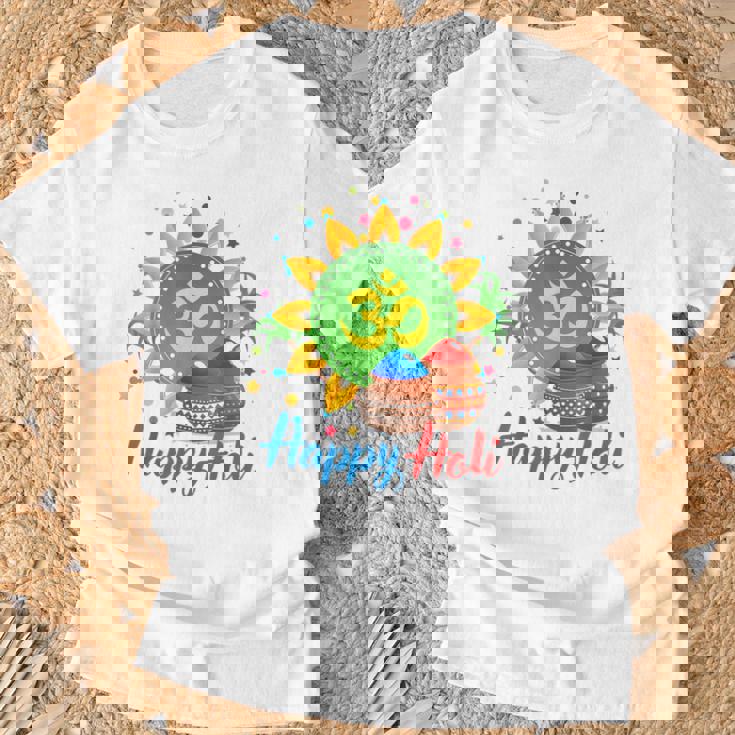Happy Festival Of Colors Happy Holi Om Hindu Indian T-Shirt Gifts for Old Men