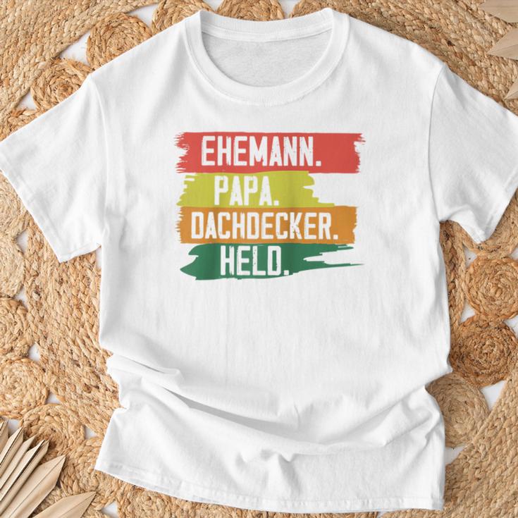 Herren Dachdecker Papa Ehemann Held Dachdeckeratertagater Raglan T-Shirt Geschenke für alte Männer