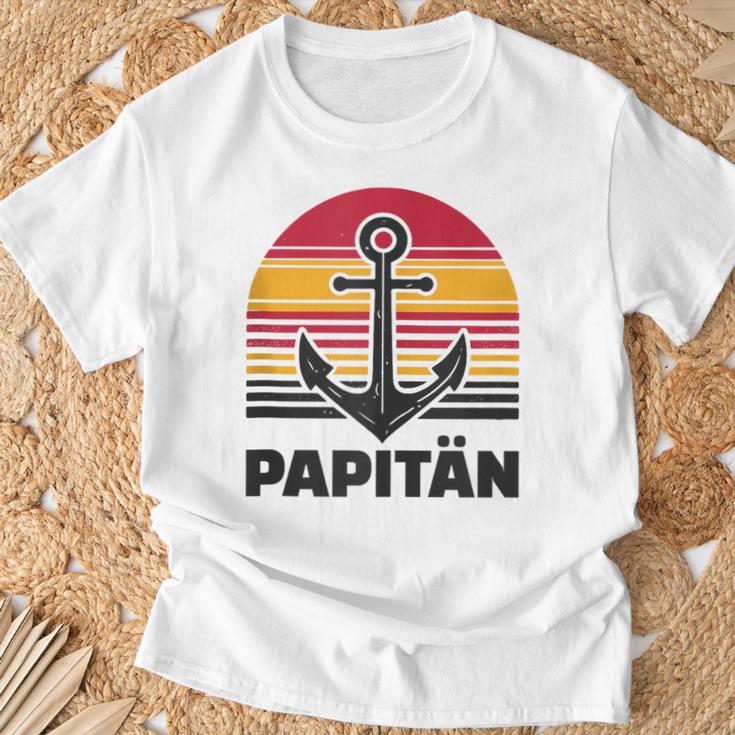 Herren Papitänatertag Bester Papa Anker Norden Kapitän T-Shirt Geschenke für alte Männer